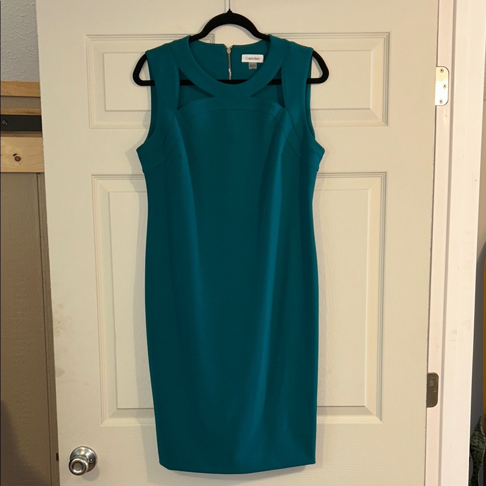 Calvin Klein Teal/Emerald Green Sleeveless Mini Dress